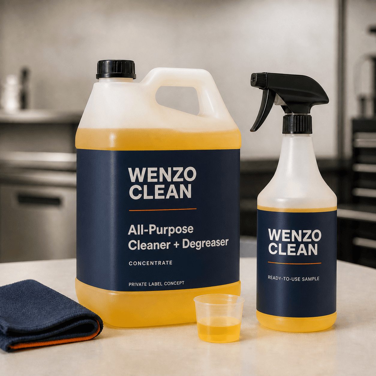 Concept visualization of a one-gallon heavy-duty cleaner and degreaser concentrate